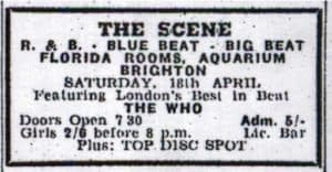 Ad for The Who's April 18, 1964 concert