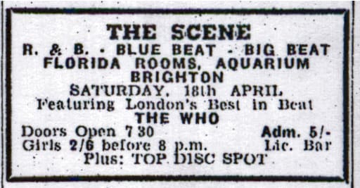 Ad for The Who's April 18, 1964 concert