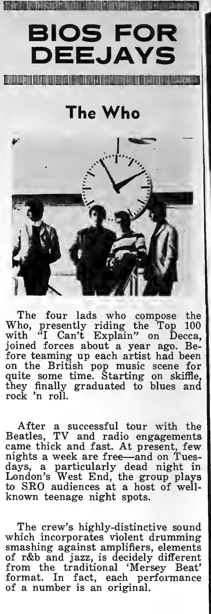 Cashbox magazines "Bio for DeeJays" from February 27, 1966