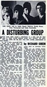 "A Disturbing Group" by Richard Green from Record Mirror dated March 6, 1965