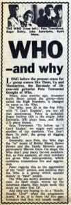 Melody Maker article titled "The Who - and why" from March 20, 1965