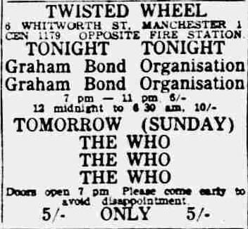 Ad for The Who on October 3, 1965 at 