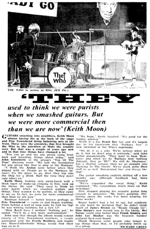 Record Mirror article on The Who from April 4, 1966