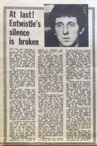 Melody Maker article on John Entwistled from April 16, 1966