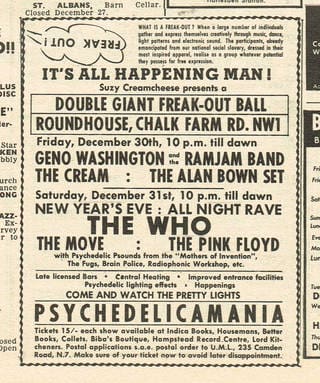 Ad from December 24, 1966 Melody Maker for the December 31st Who show