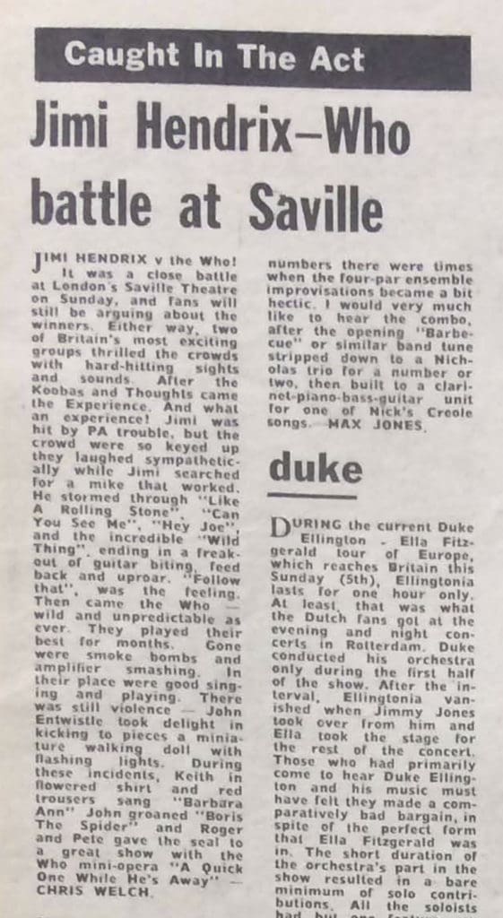 February 4 1967 Melody Maker "Caught in The Act" article