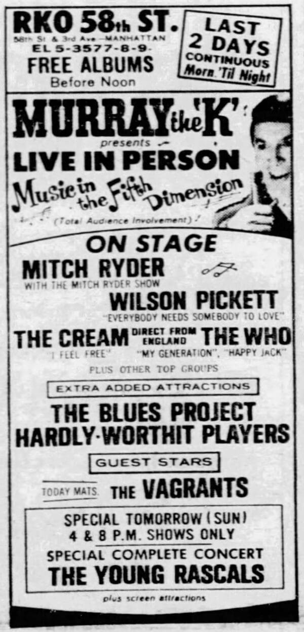 Ad for The Who's April 1, 1967 concert