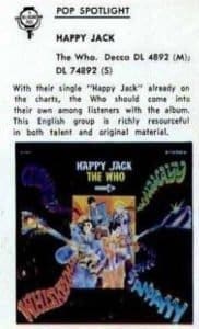 Billboard mention of The Who's Happy Jack album