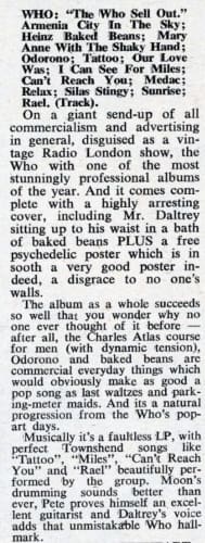 Disc and Music Echo's review of "The Who Sell Out" album from January 13, 1968