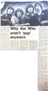 Melody Maker article "Why the Who aren't 'pop' anymore" from April 1, 1969