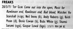 Listing for Top Gear from March 20, 1971