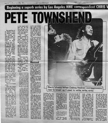 New Musical Express interview with Pete Townshend from April 1, 1972