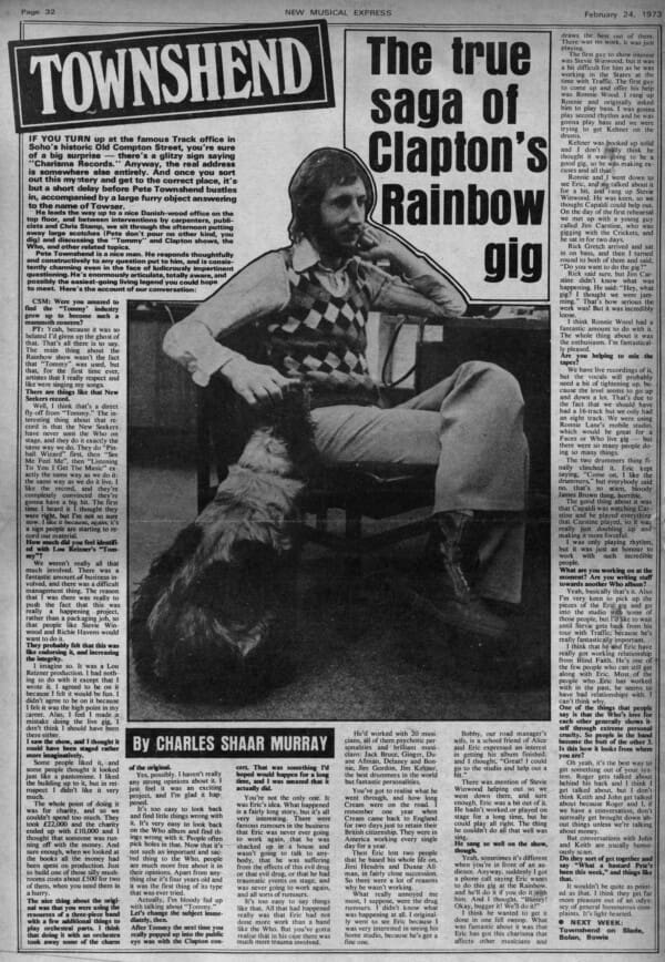 New Musical Express interview with Pete Townshend from February 24, 1973
