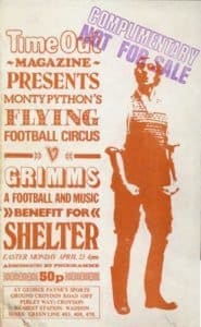 Flyer for "Monty Python's Flying Football Circus" on April 23, 1973