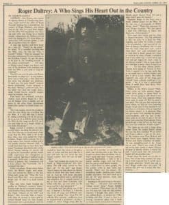 Rolling Stone magazine article on Roger Daltrey from April 26, 1973
