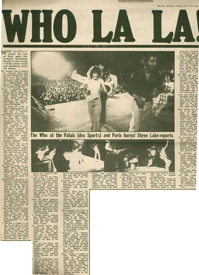 Melody Maker article entitled "Who La La" from February 16, 1974