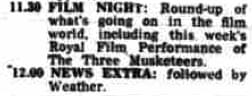 Newspaper TV listing from March 27. 1974