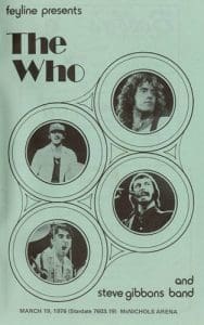 Program for The Who's March 19, 1976 concert
