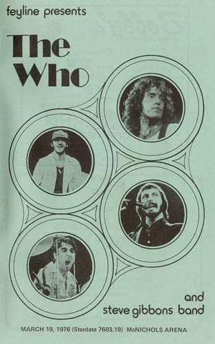 Program for The Who's March 19, 1976 concert