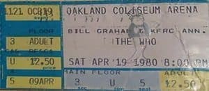 Ticket for The Who's April 19, 1980 concert