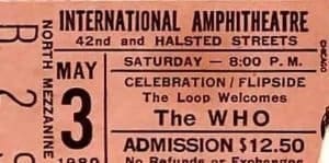 Ticket to The Who's May 3, 1980 concert