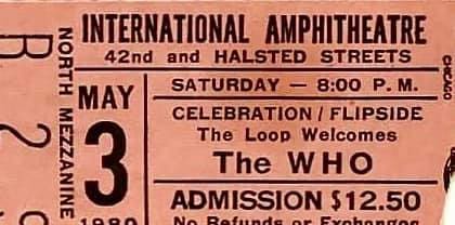 Ticket to The Who's May 3, 1980 concert