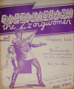 Flyer for the premiere of "Captain Crash versus the Zzorgwomen"