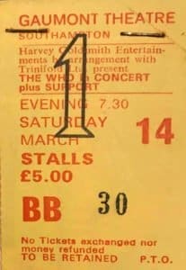 Ticket to The Who's March 14, 1981 concert