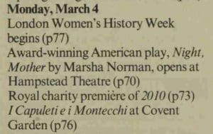 Listing of 2010 Movie Premiere on March 4, 1985