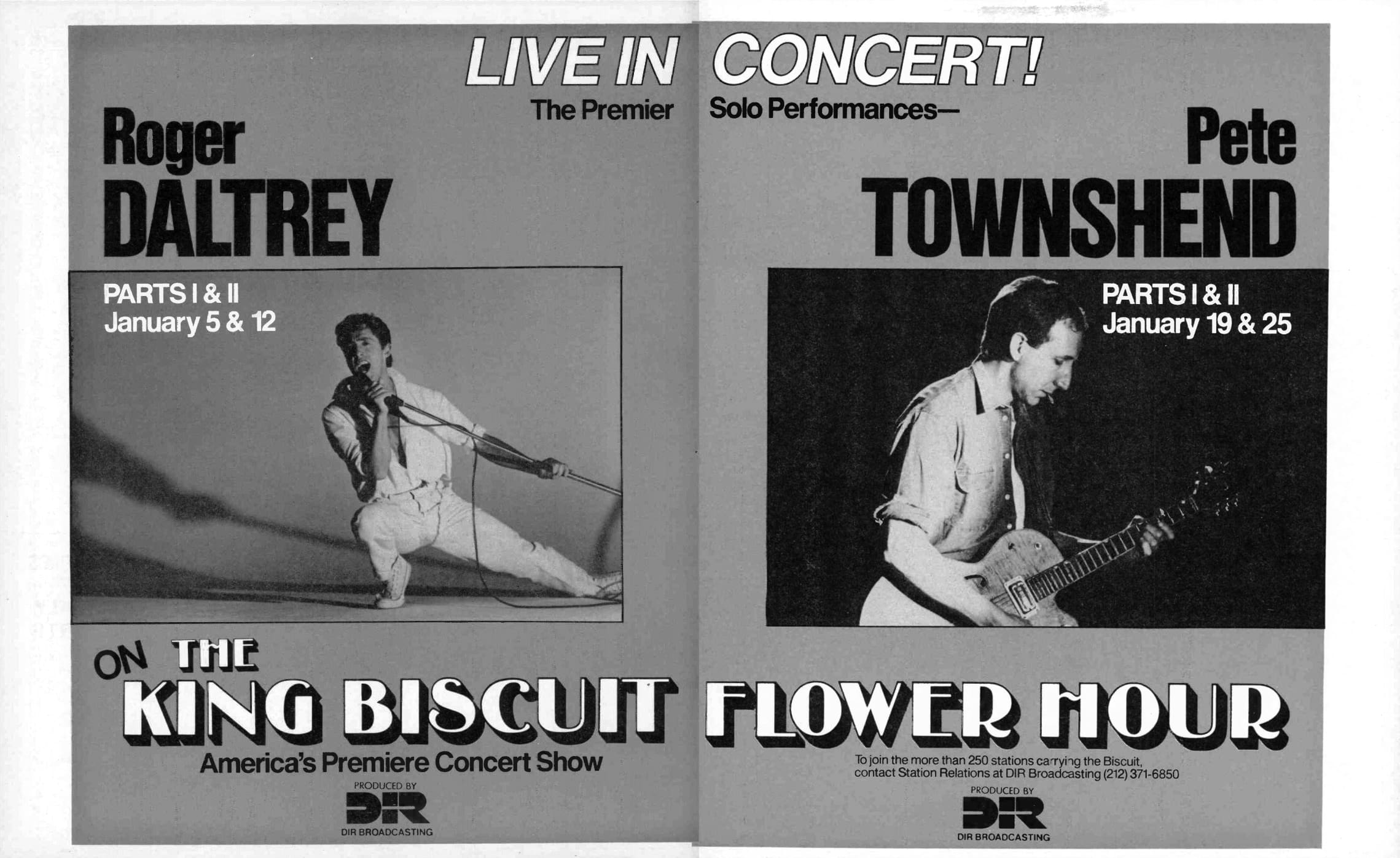 Two page ad in Billboard Magazine from January 18, 1986 edition