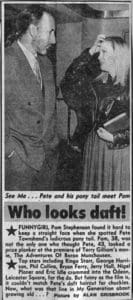 Newspaper report of Pete Townshend attending film premiere on March 17, 1989