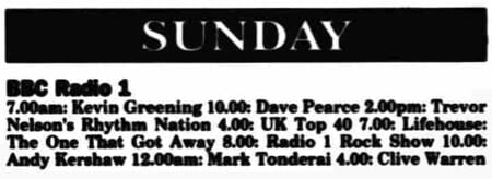Radio listing of February 11, 1996