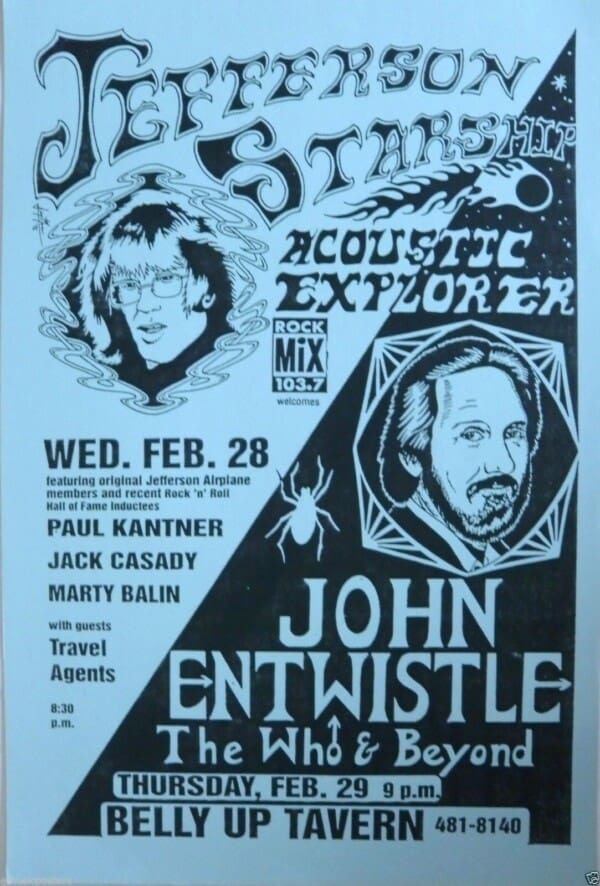 Poster for The John Entwistle Band's concert on February 29, 1996