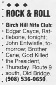 Newspaper listing for April 6, 1996 concert