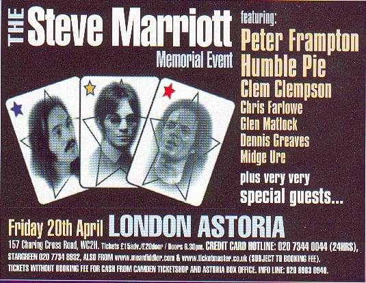 Flyer for the 2001 Steve Marriott Memorial