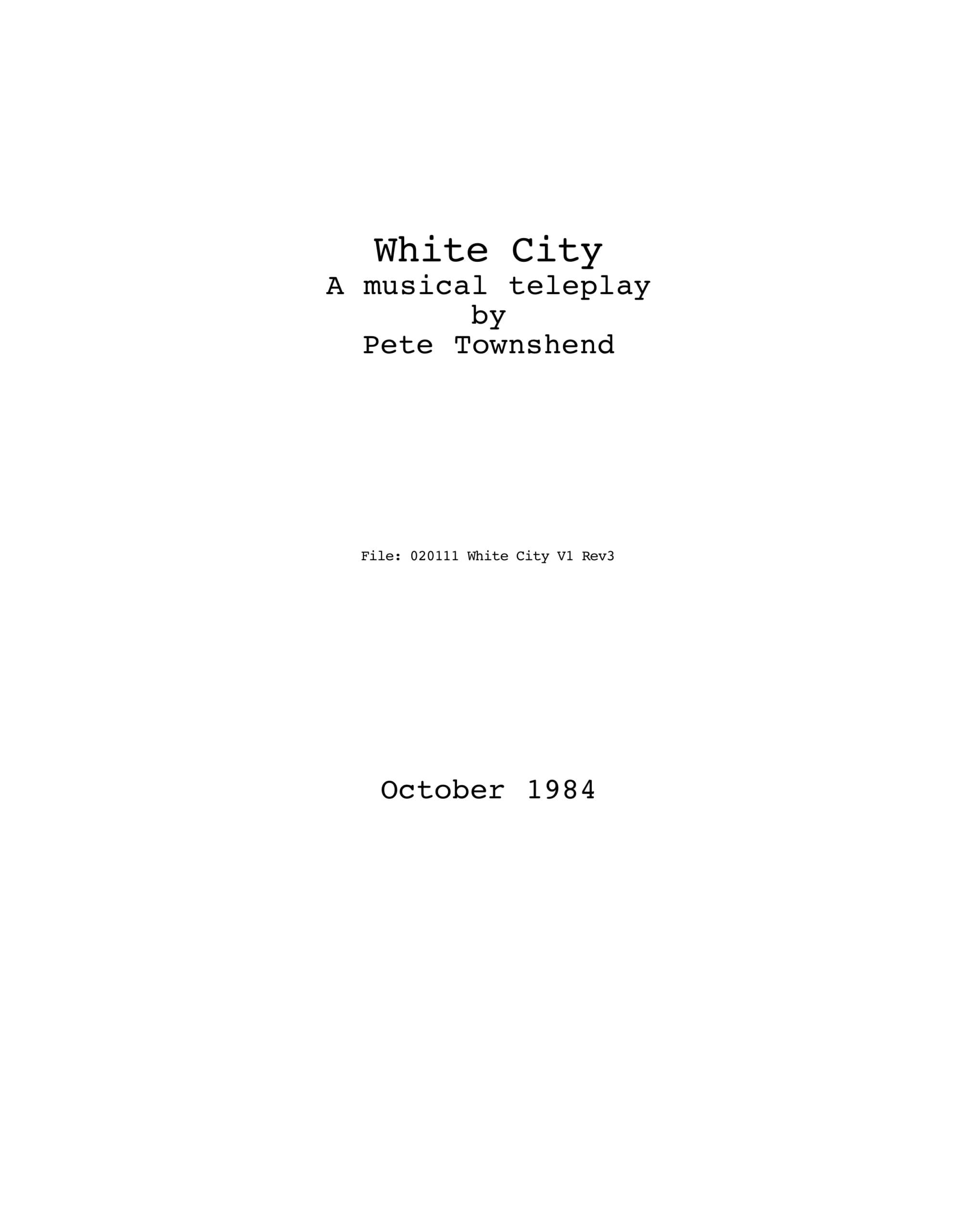 Cover of the White City script