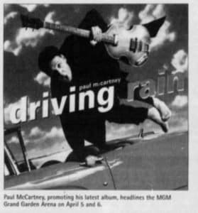 Newspaper clip for Paul McCartney's April 5, 2002 concert