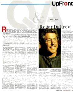 Billboard magazine's Q&A with Roger Daltrey from March 25, 2006