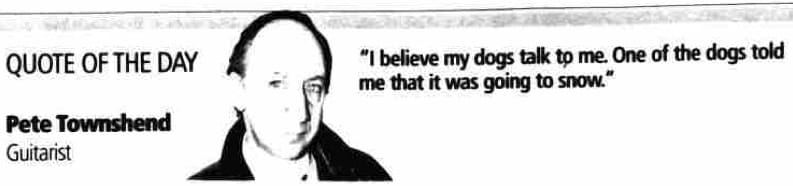 Image from the Irish Independent newspaper with quote from Pete Townshend, published January 27. 2007