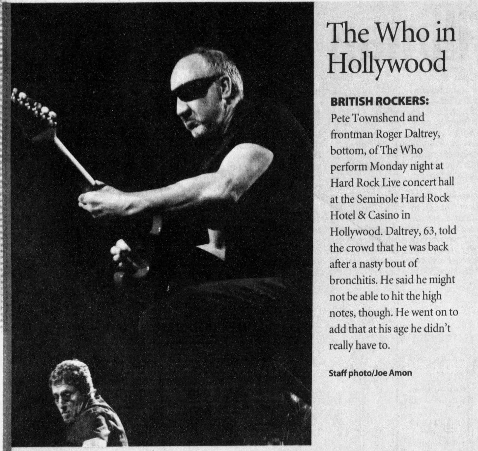 Photo from The Who's March 26, 2007 concert from the South Floriday Sun Sentinel