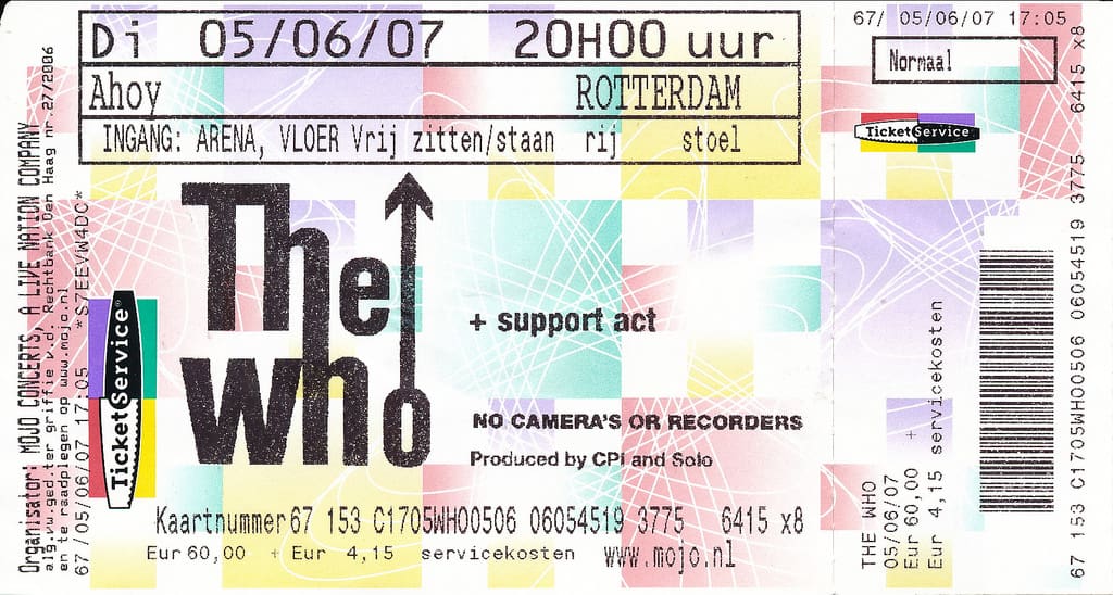 Ticket to The Who's June 5, 2007 concert