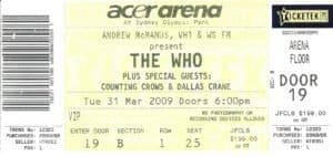 Ticket to The Who's March 31, 2009 concert