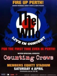Poster for The Who's April 4, 2009 concert in Perth, Australia