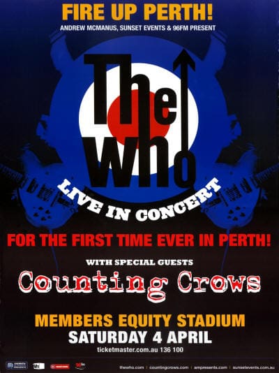 Poster for The Who's April 4, 2009 concert in Perth, Australia
