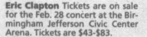 The Montgomery Advertiser's mention of Eric Clapton's February 28, 2010 concert