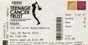 Ticket for The Who's March 30, 2010 concert