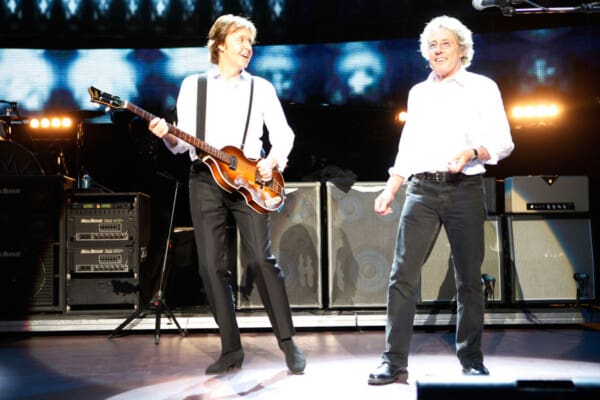 Roger Daltrey and Paul McCartney at the Royal Albert Hall on March 29, 2012