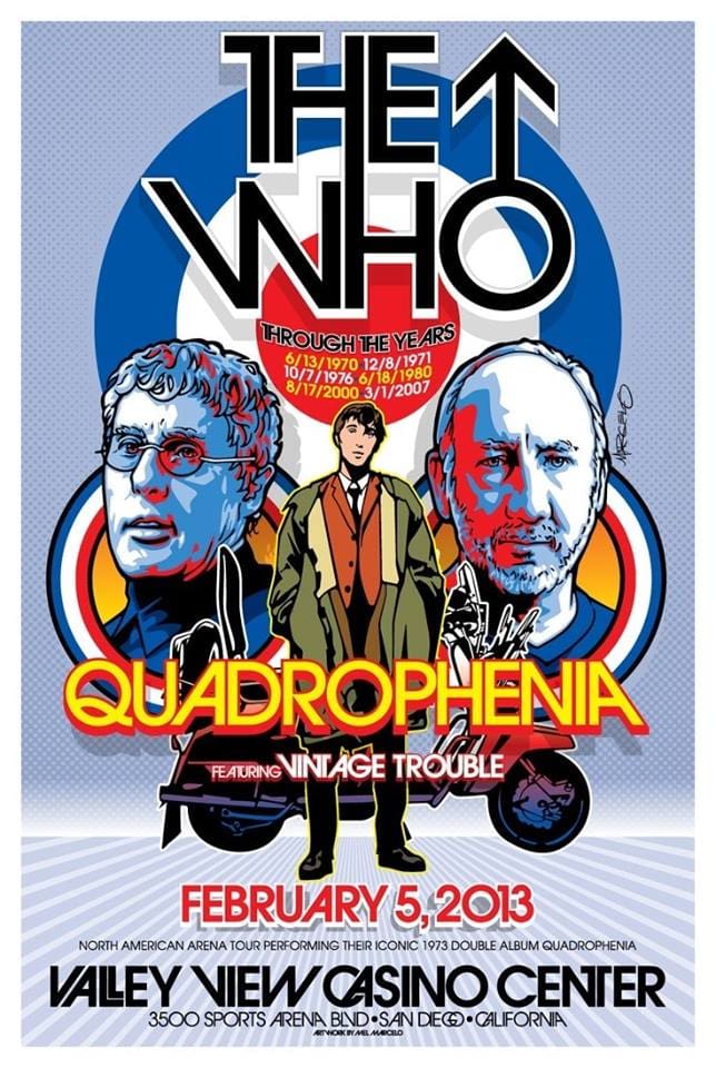 Poster for The Who's February 5, 2013 concert at the Valley View Casino Center in San Diego, California
