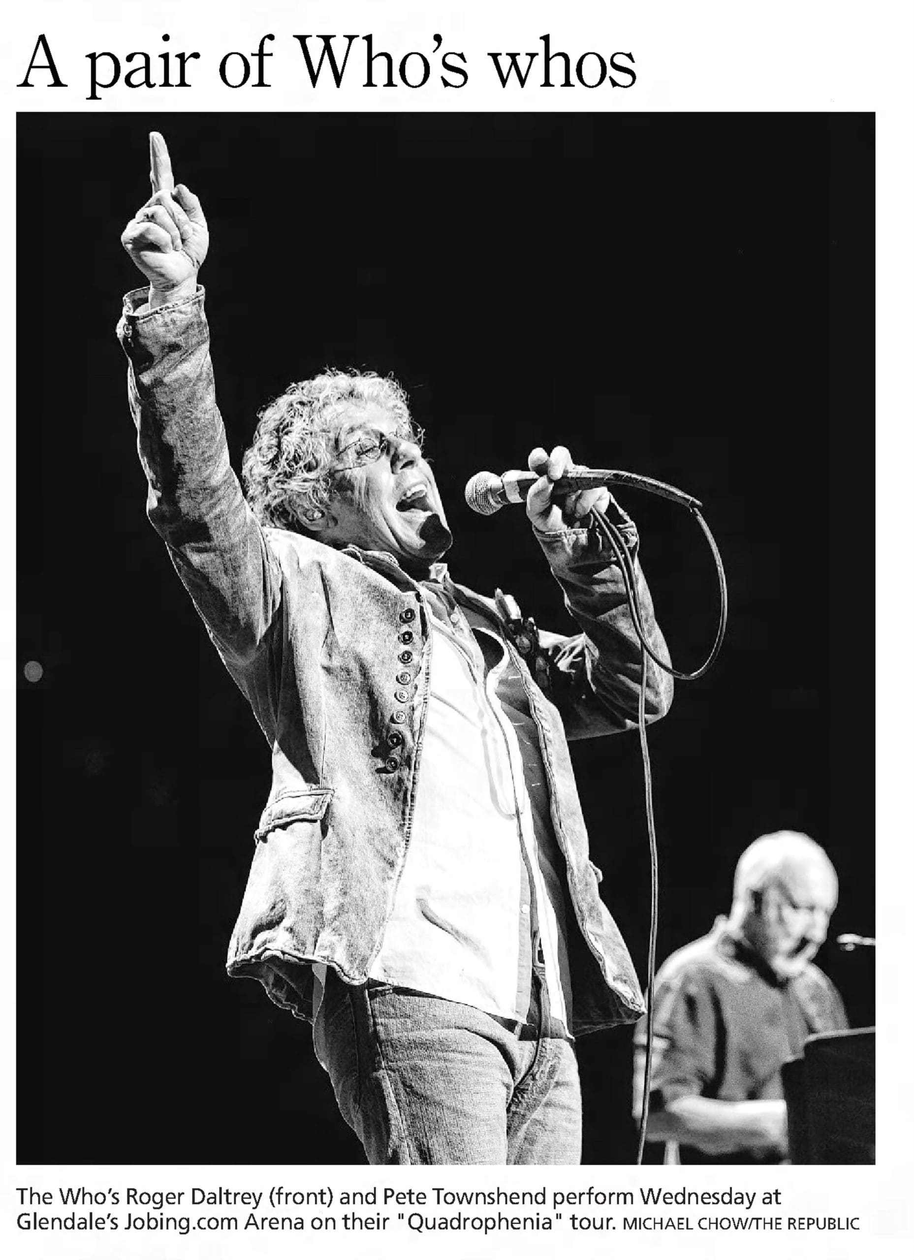 Photo of Roger Daltrey and Pete Townshend from the Arizona Republic taken on February 6, 2013
