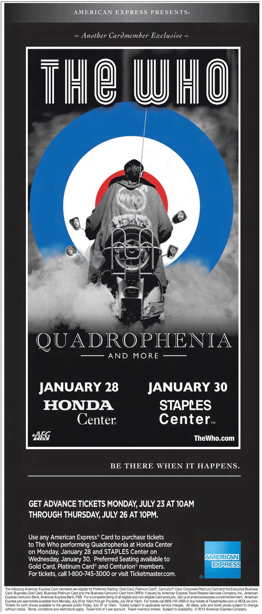 Ad for The Who in Los Angeles on January 30, 2013